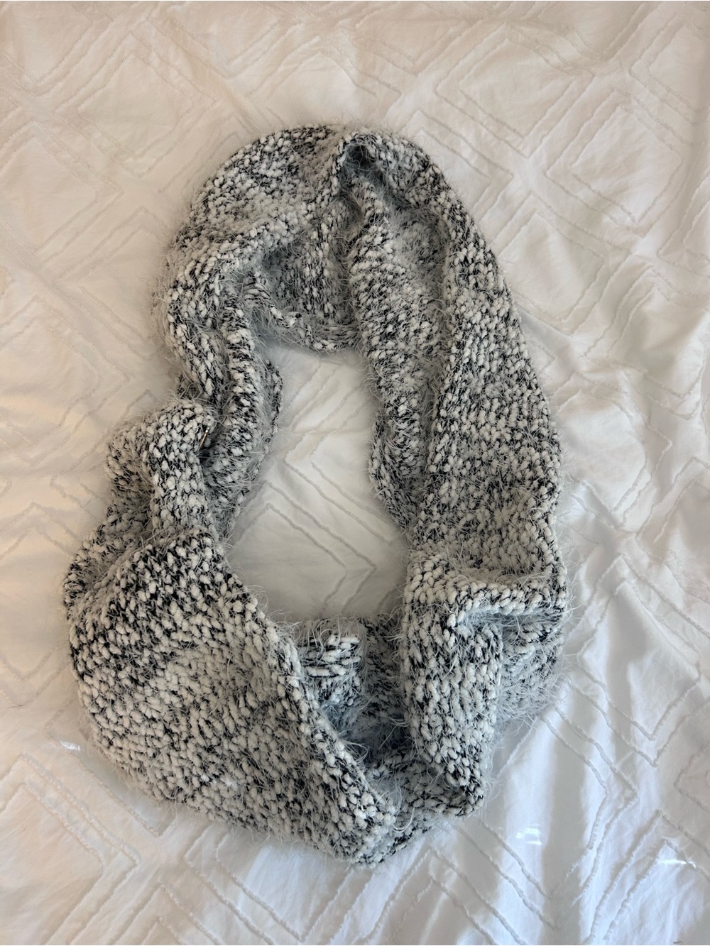 Calvin Klein Black & White Marled Knit Infinity Scarf